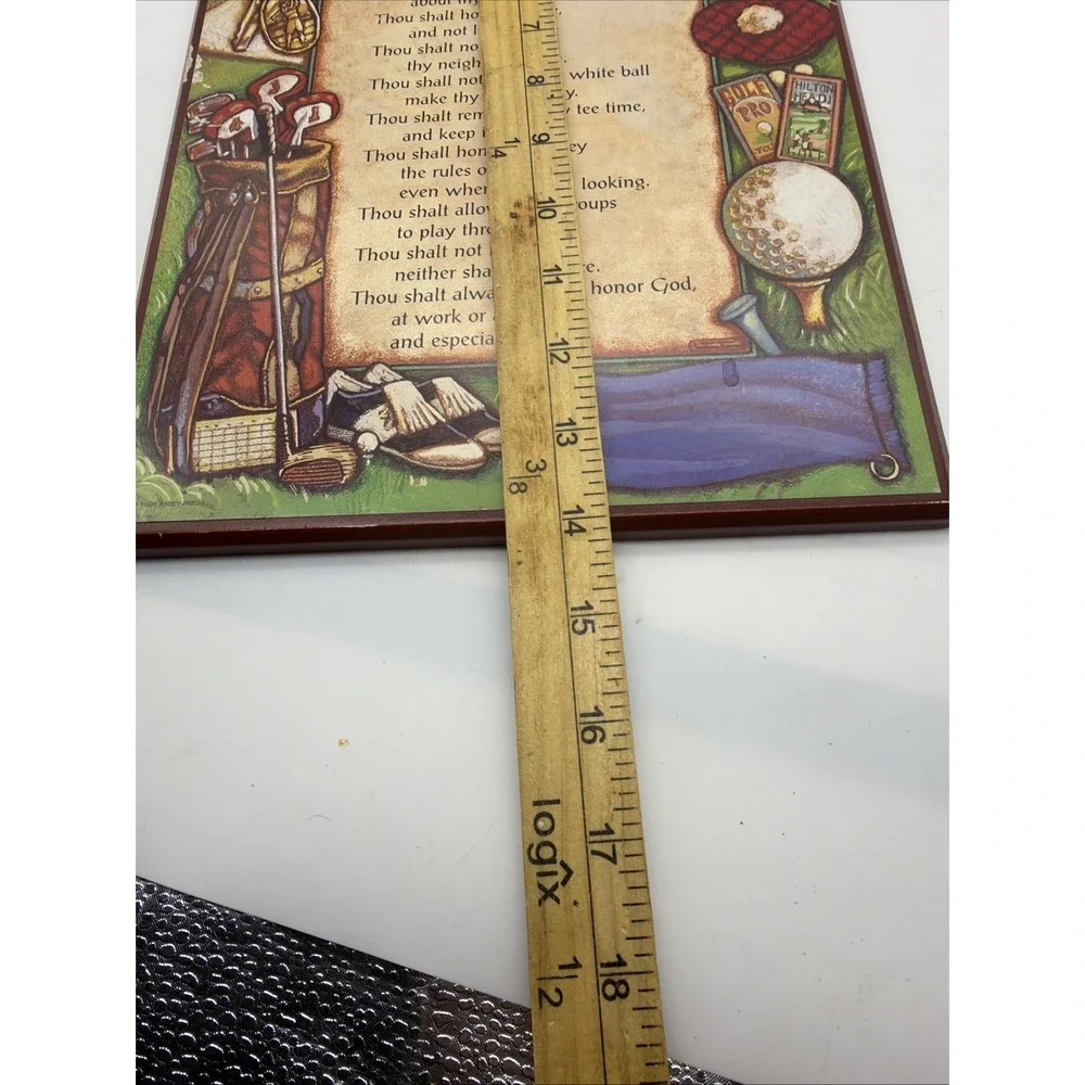 Abbey Press Ten Commandments of Golfing Wall Plaque Vintage Wood Sign 9x14 Green